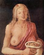 Albrecht Durer Old woman with Bag of coins oil painting